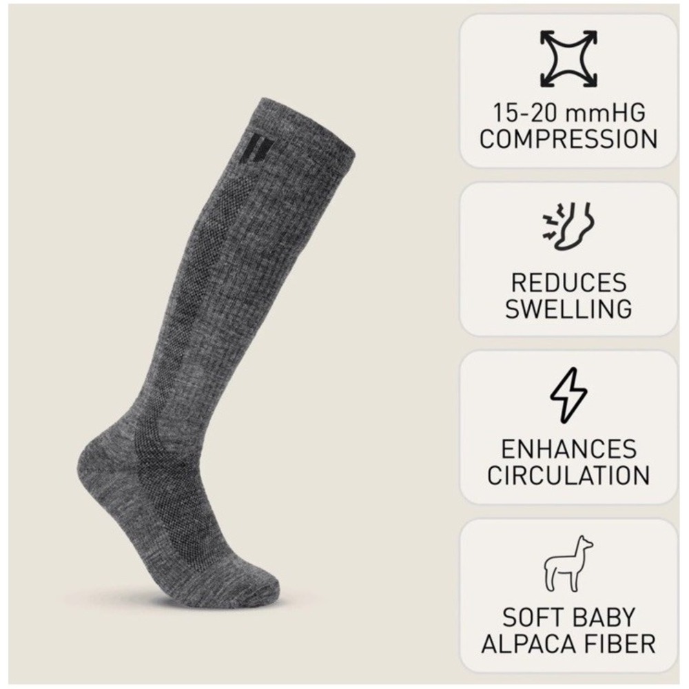 NEW Hollow Compression Alpaca Socks Black Medium WIDE Men 7-9.5 Women 7-10